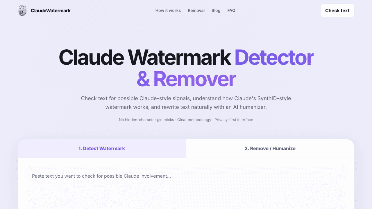 ClaudeWatermark website screenshot
