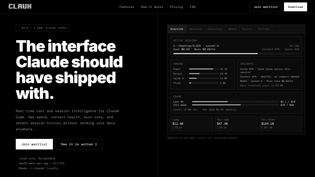 Claux website screenshot