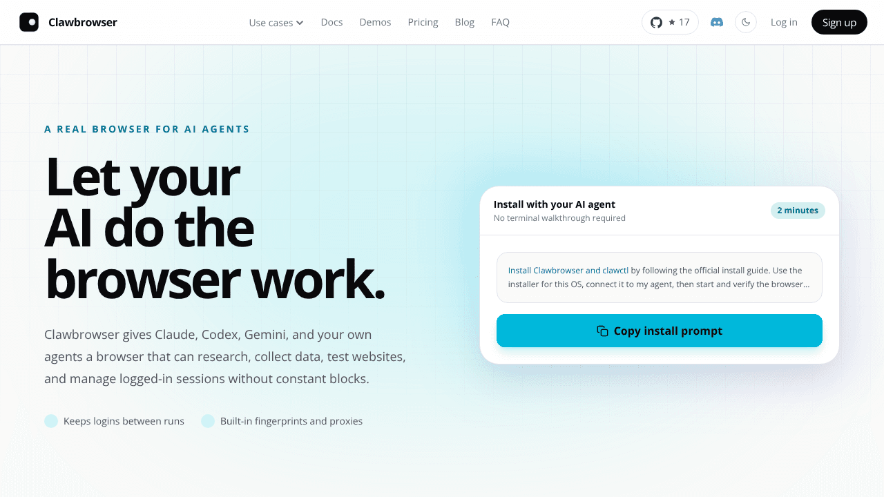 ClawBrowser website screenshot