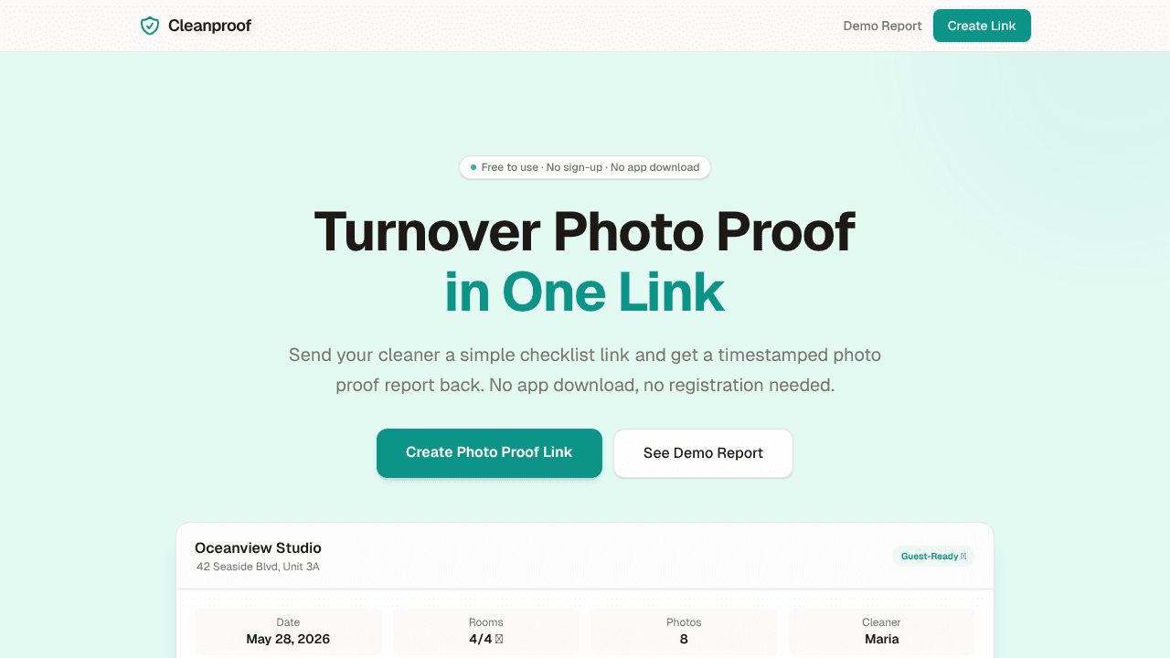 Cleanproof website screenshot