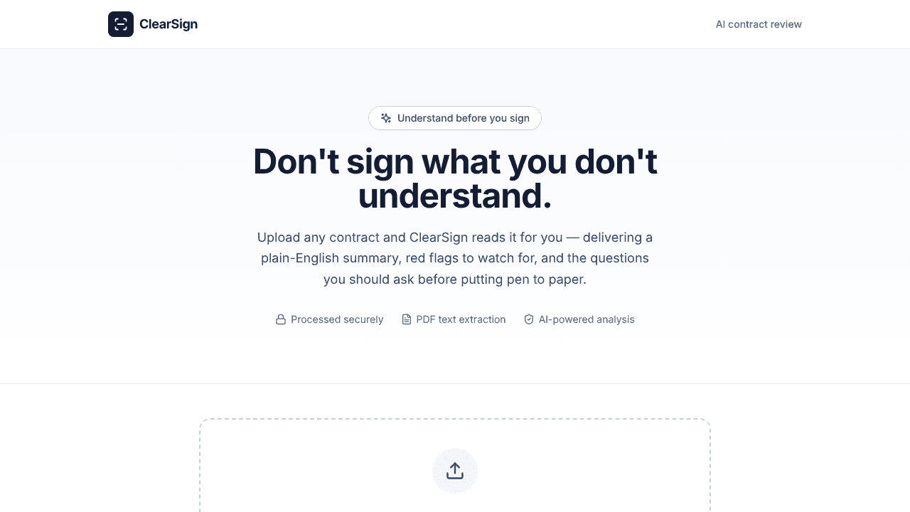 Clear sign  website screenshot
