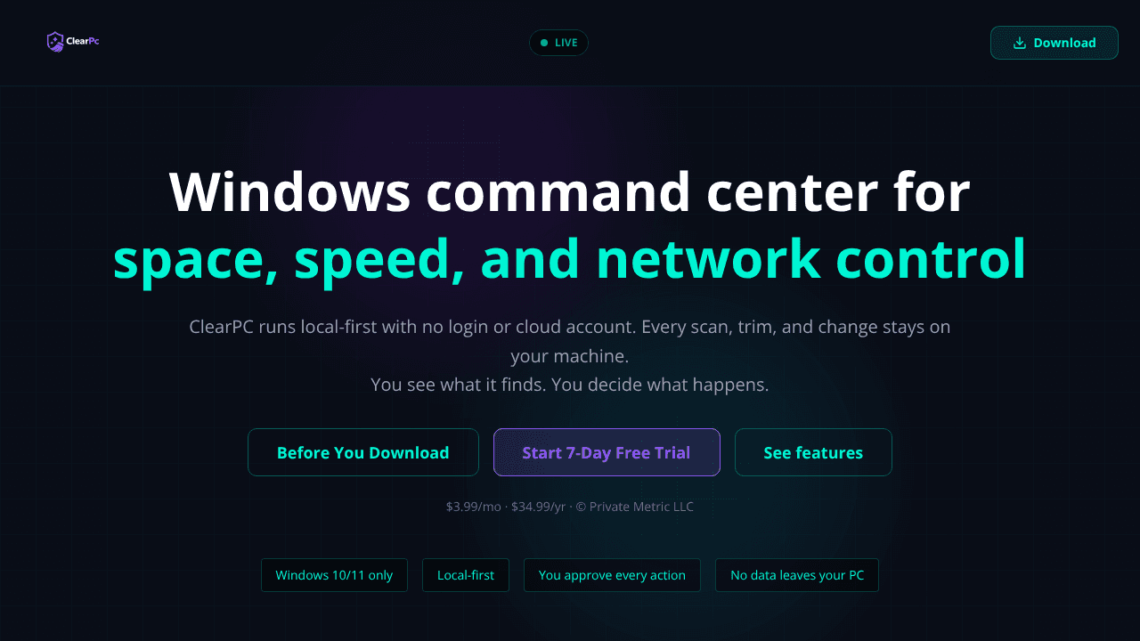 ClearPc.net website screenshot
