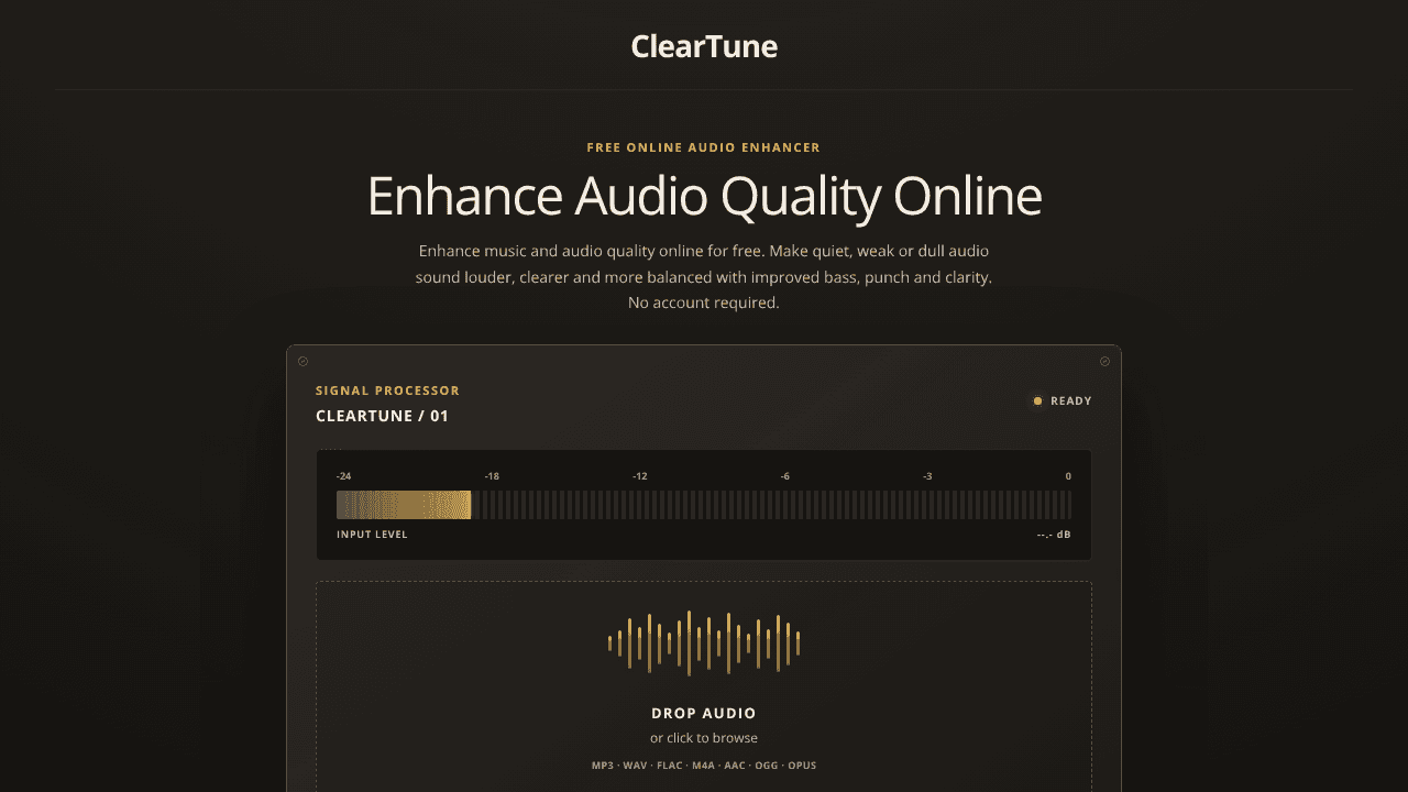 ClearTune website screenshot