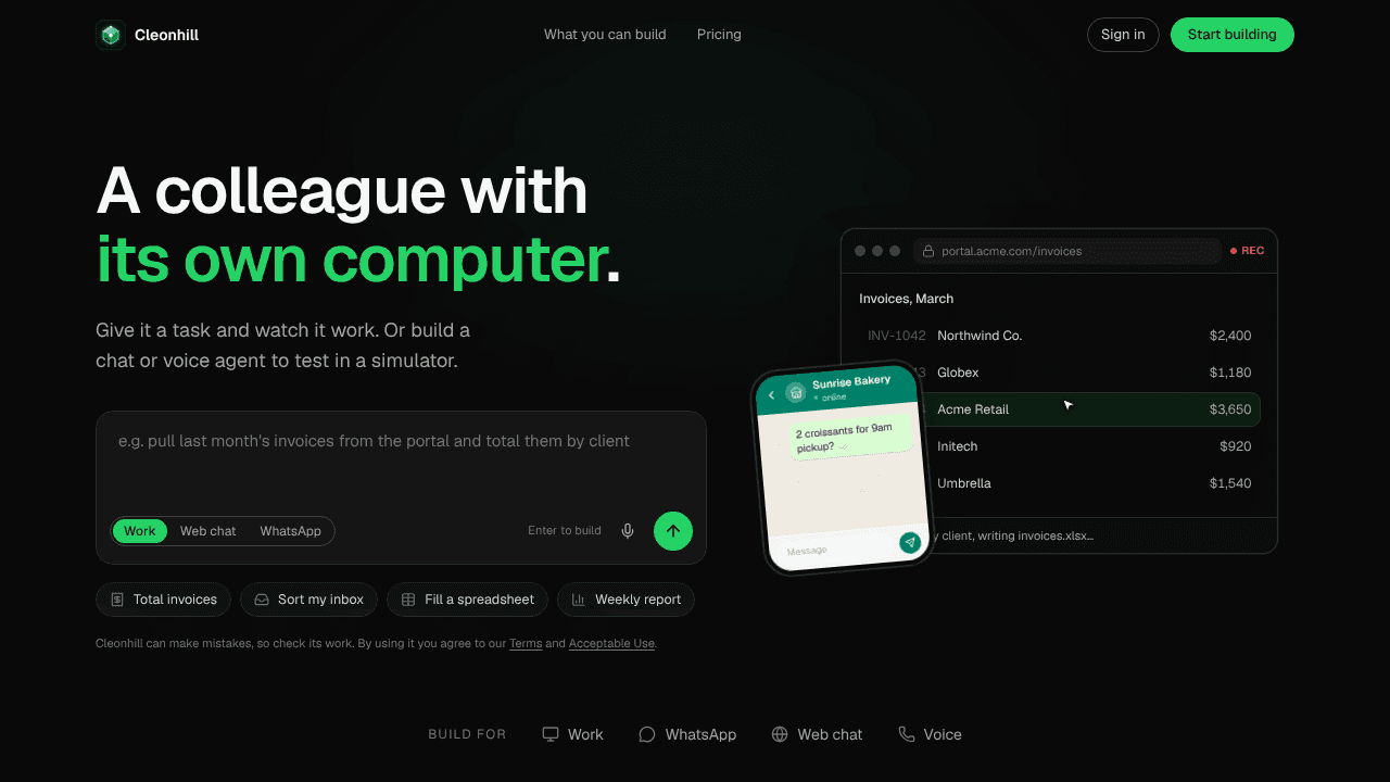 Cleonhill website screenshot