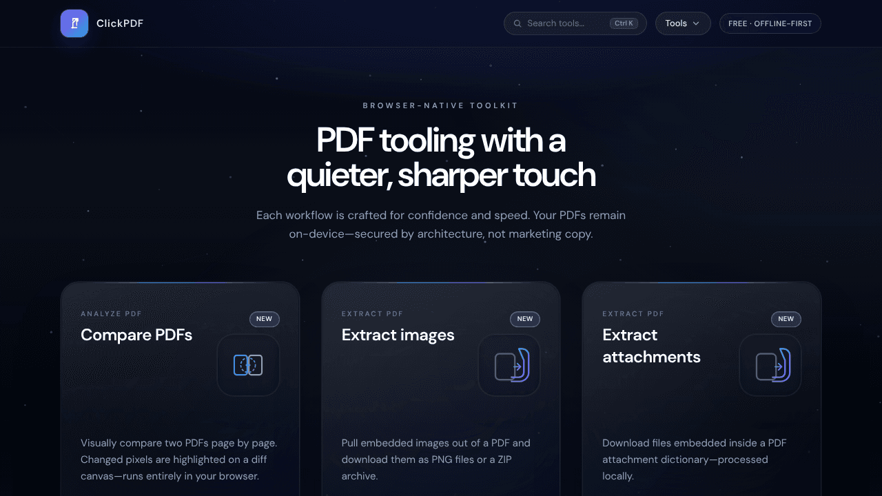 ClickPDF website screenshot