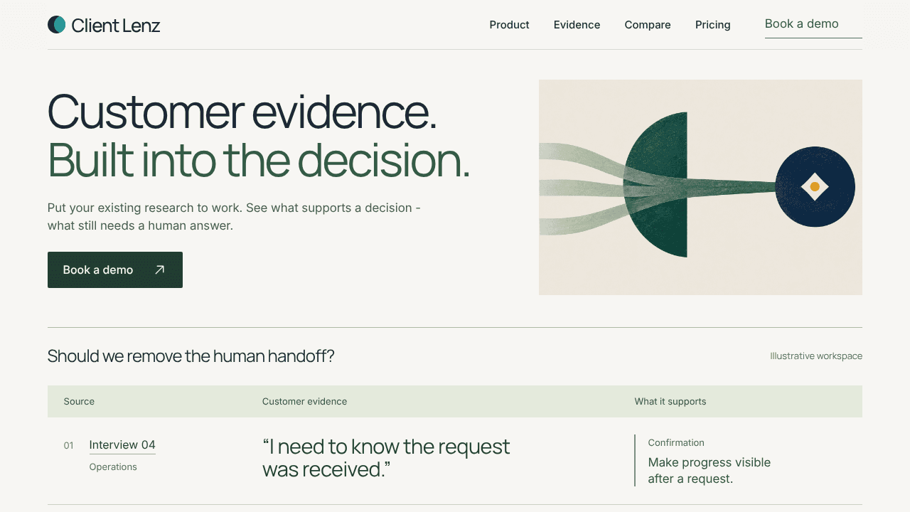 Client Lenz website screenshot