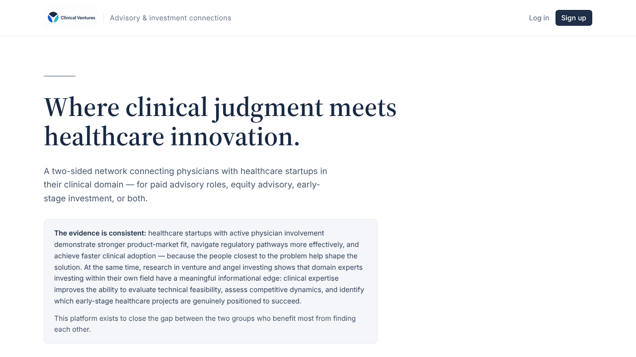Clinical Ventures website screenshot
