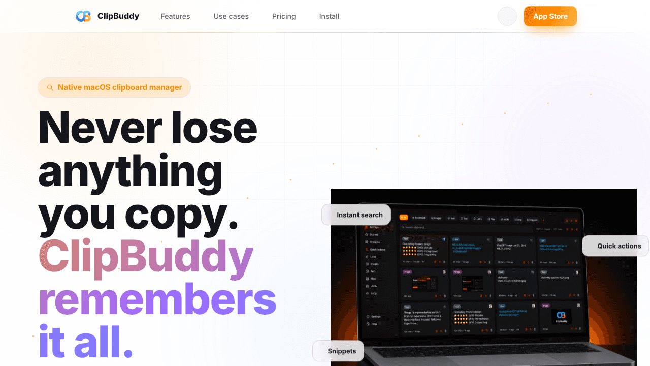ClipBuddy website screenshot