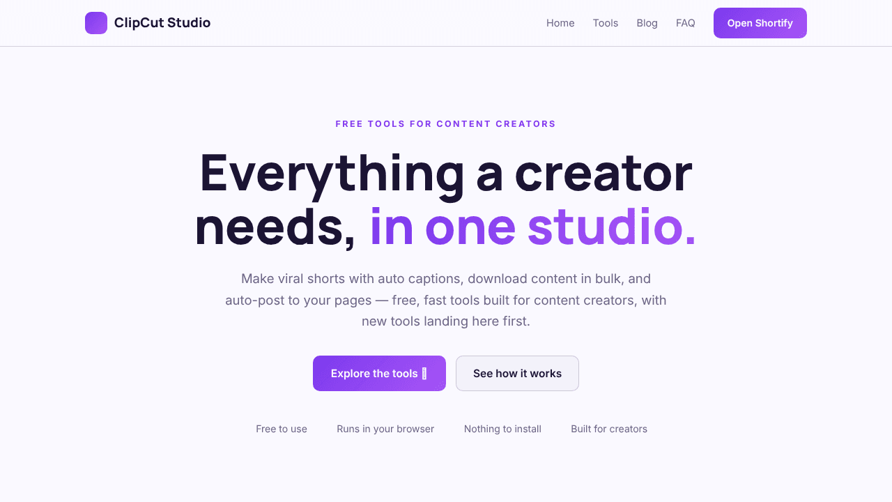 ClipCut Studio website screenshot