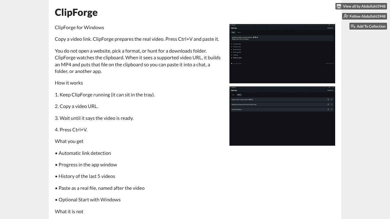 ClipForge website screenshot