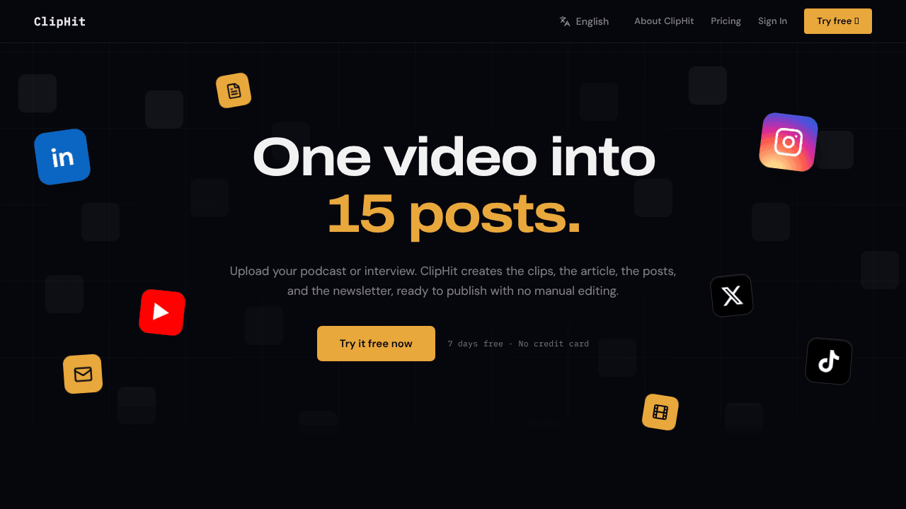 ClipHit website screenshot