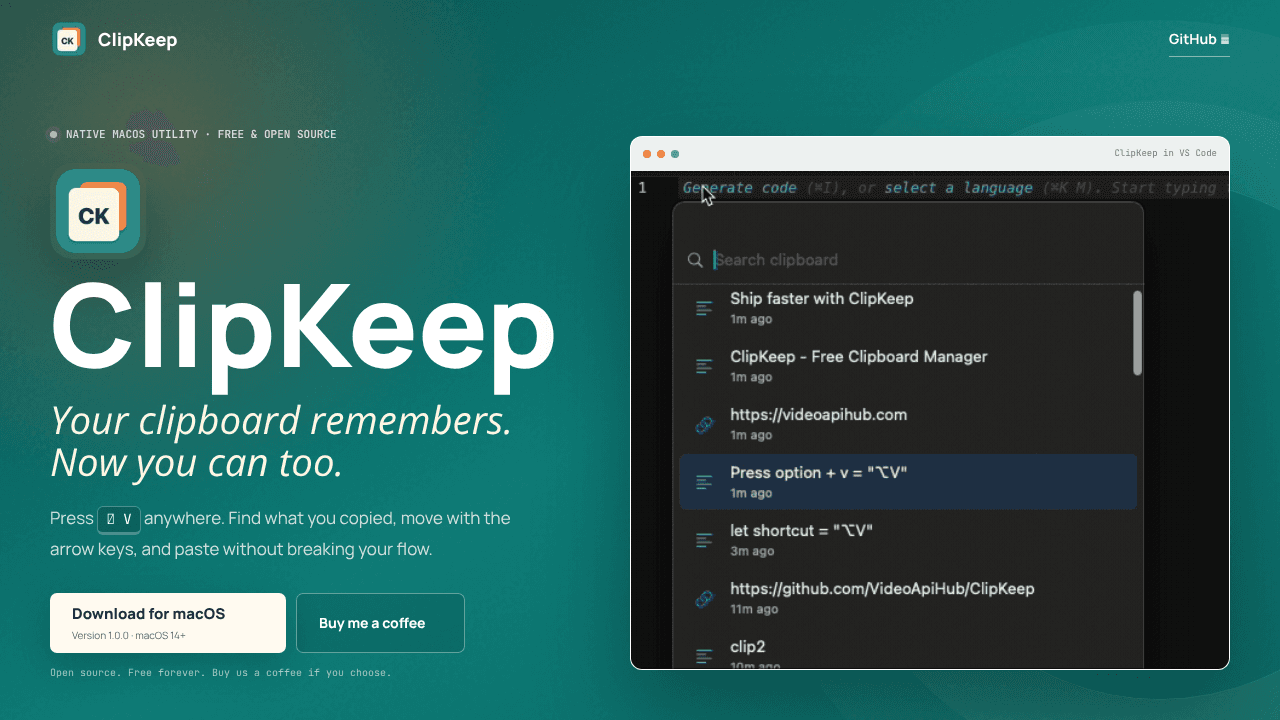 ClipKeep website screenshot