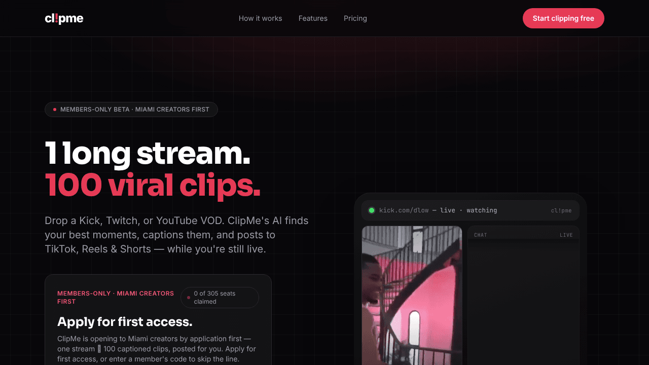 ClipMe website screenshot