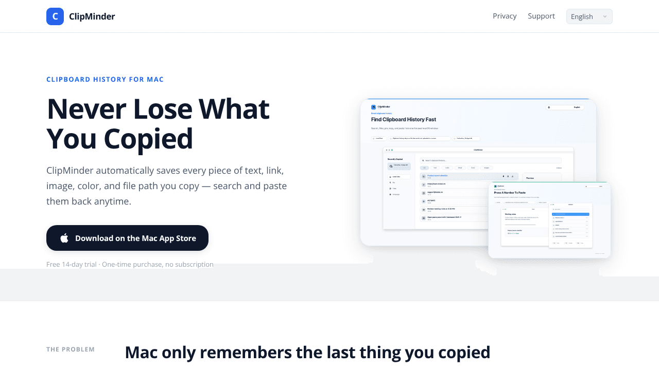 ClipMinder website screenshot