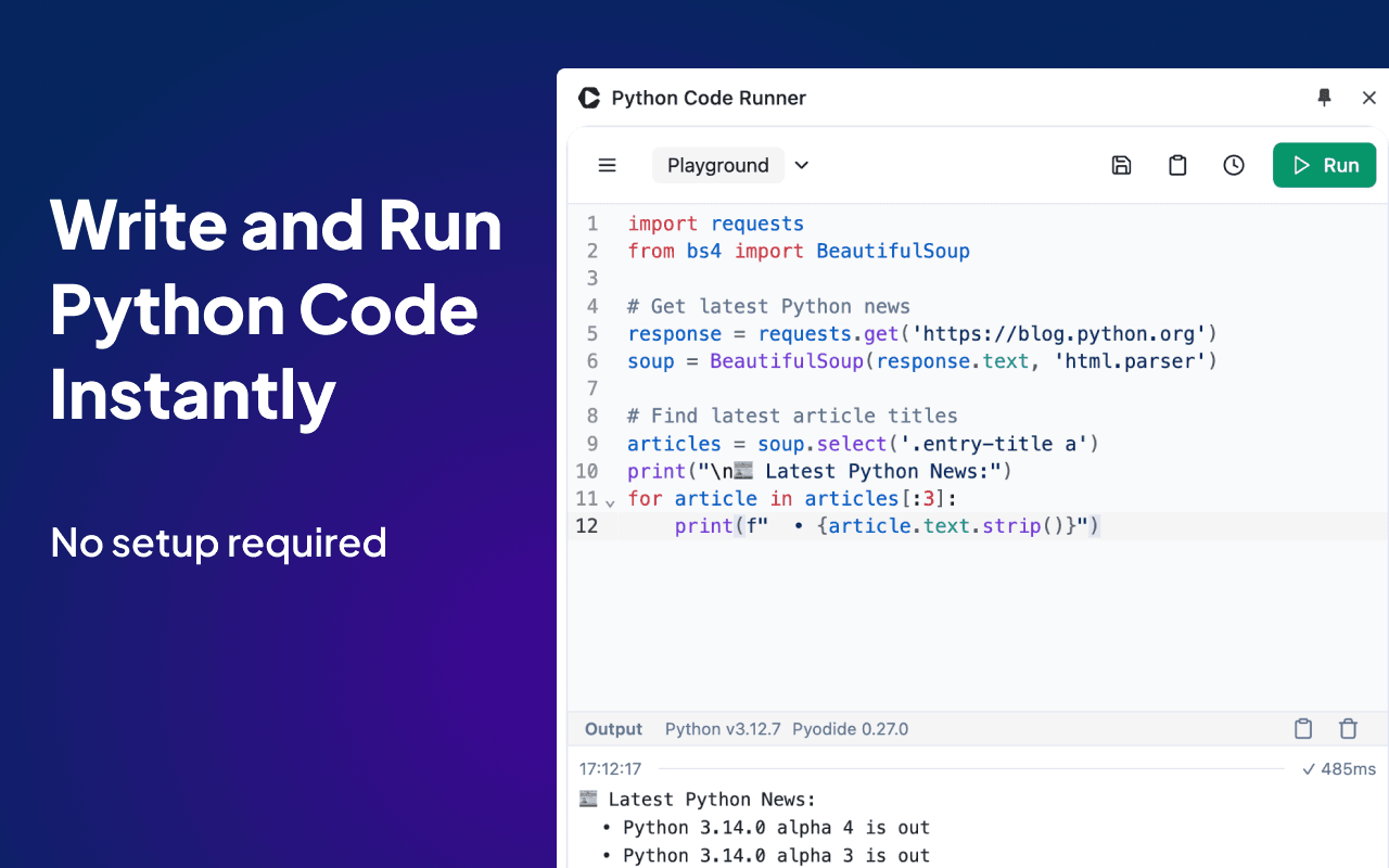 Cliprun - Python Code Runner & Playground