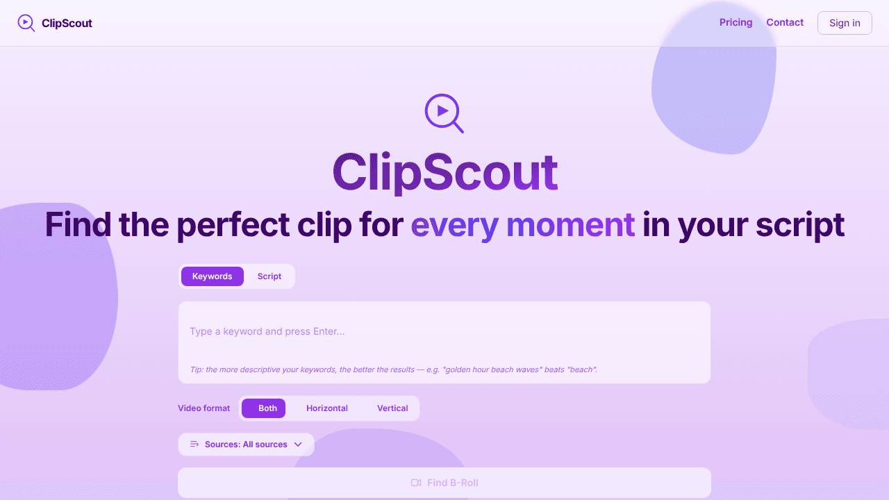 ClipScout website screenshot