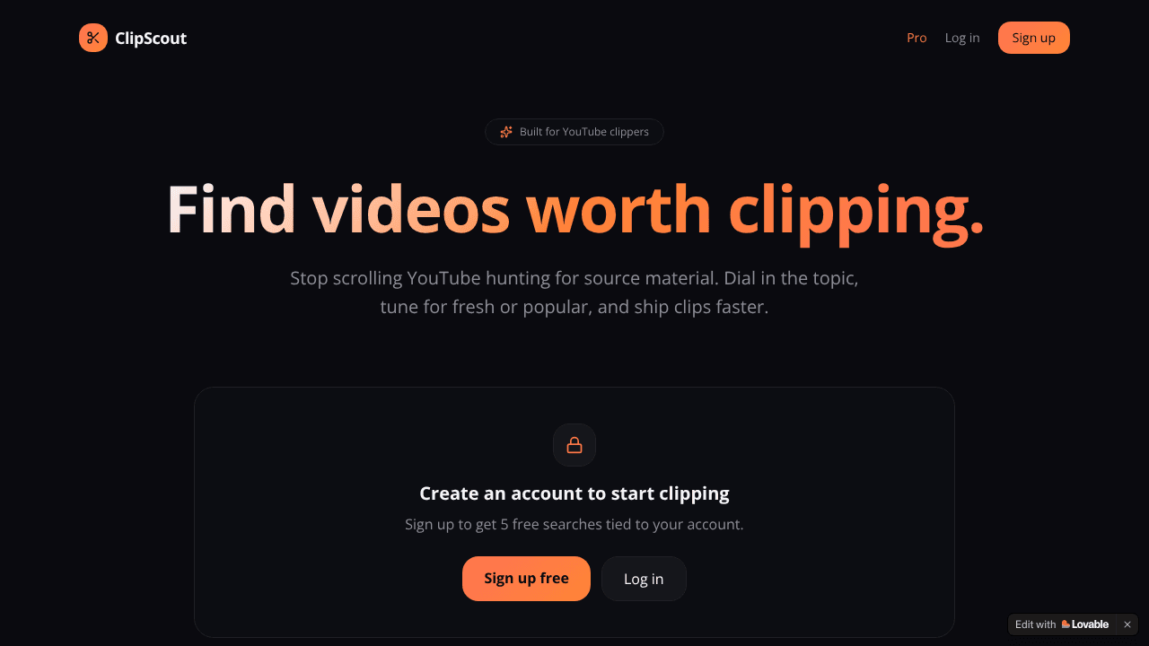 ClipScout website screenshot