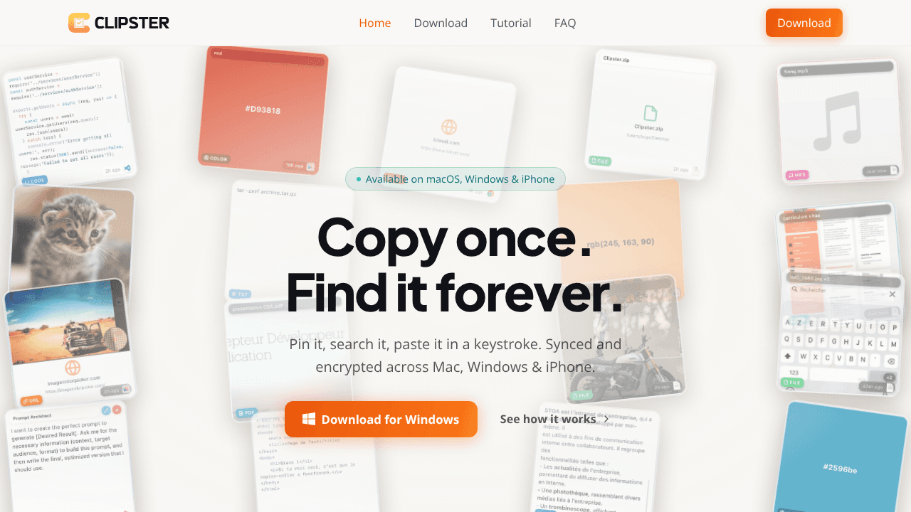 Clipster website screenshot