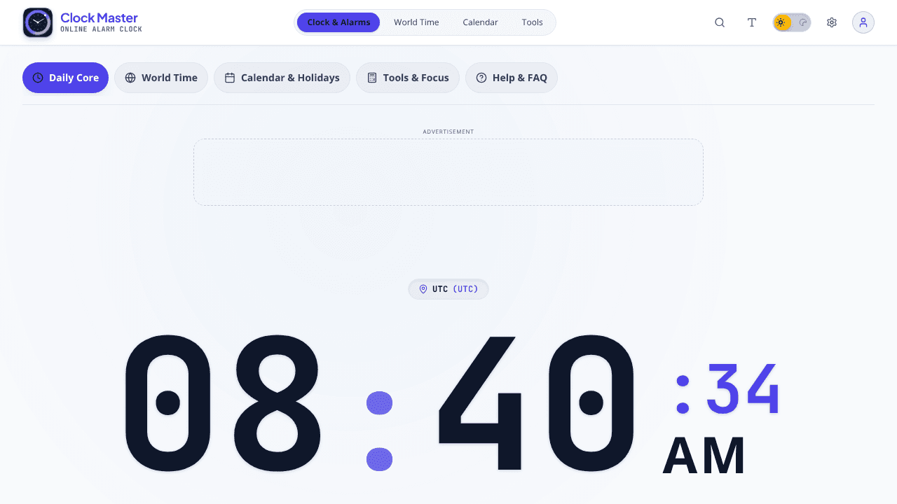 Clock Master - Online Alarm & Timer website screenshot