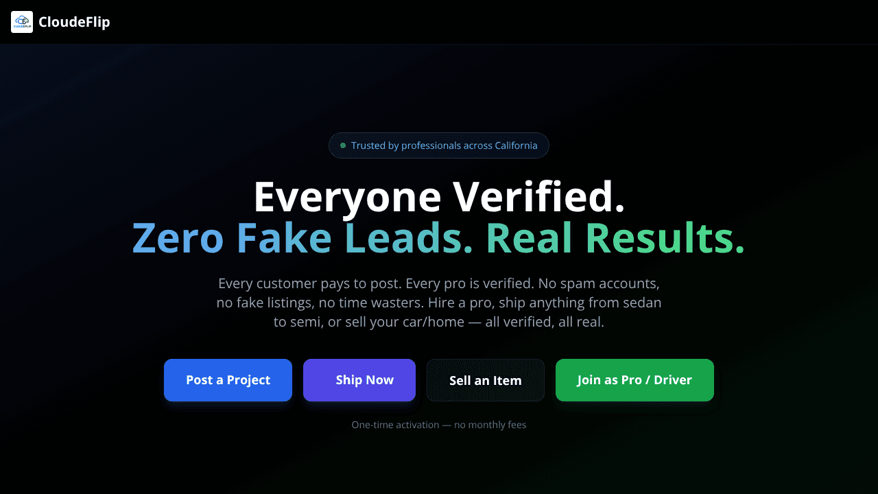 CloudeFlip website screenshot