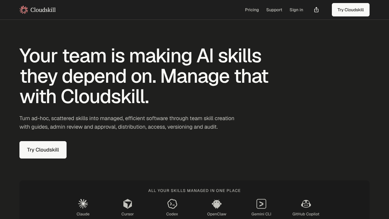 Cloudskill website screenshot