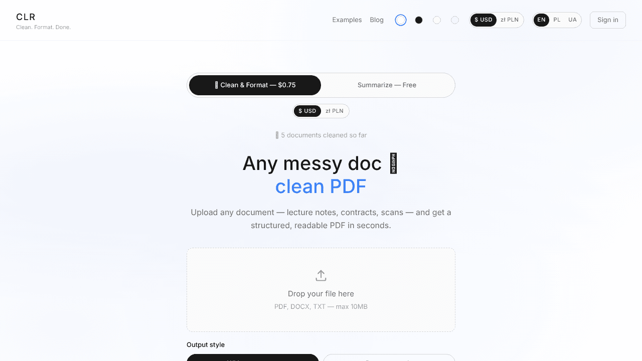 CLR website screenshot