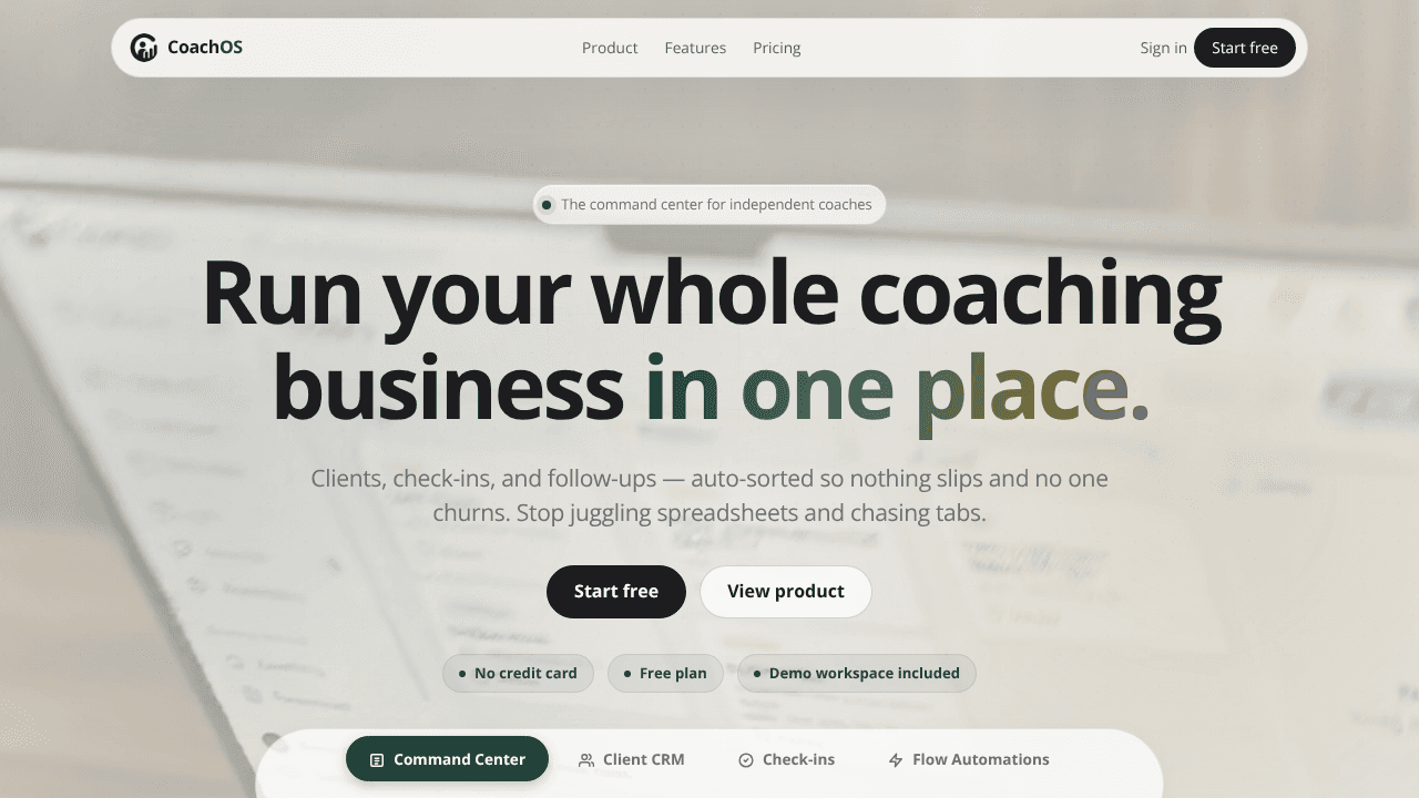 CoachOS website screenshot