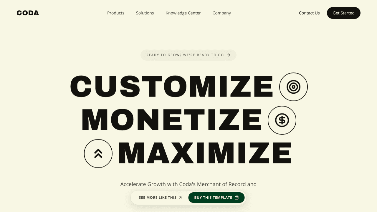CODA — payment solutions website screenshot