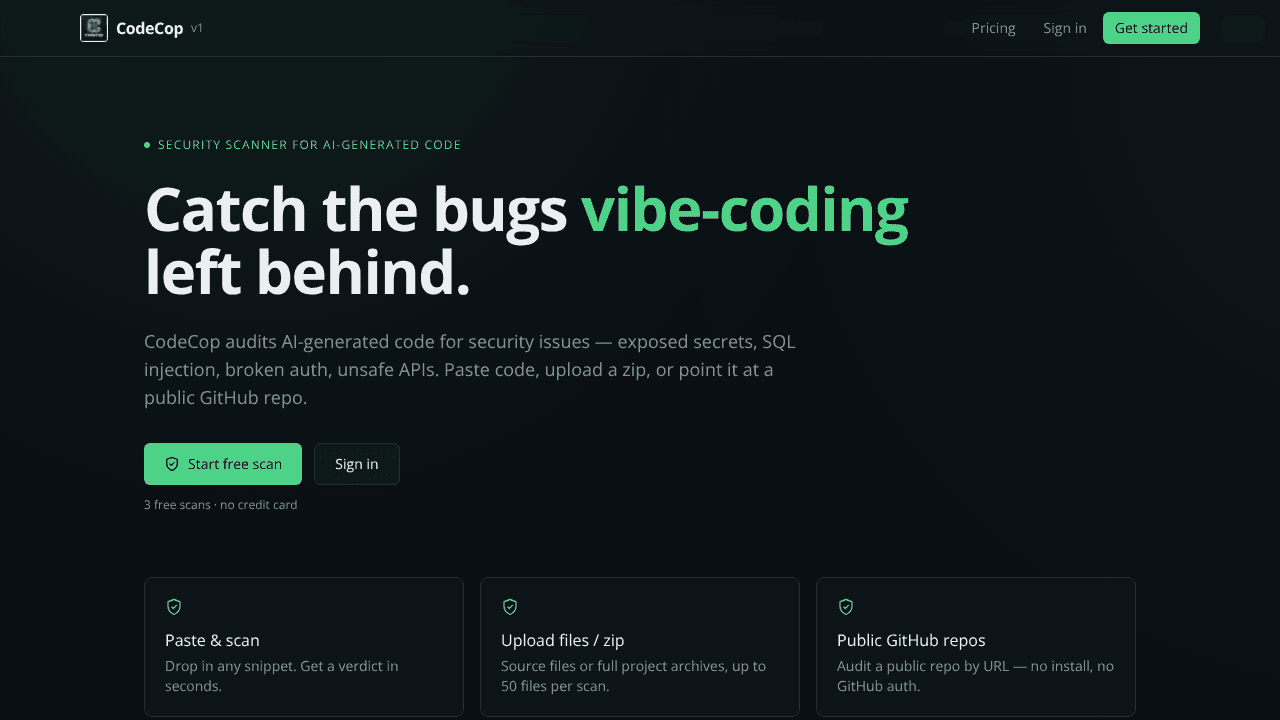 Codecop website screenshot