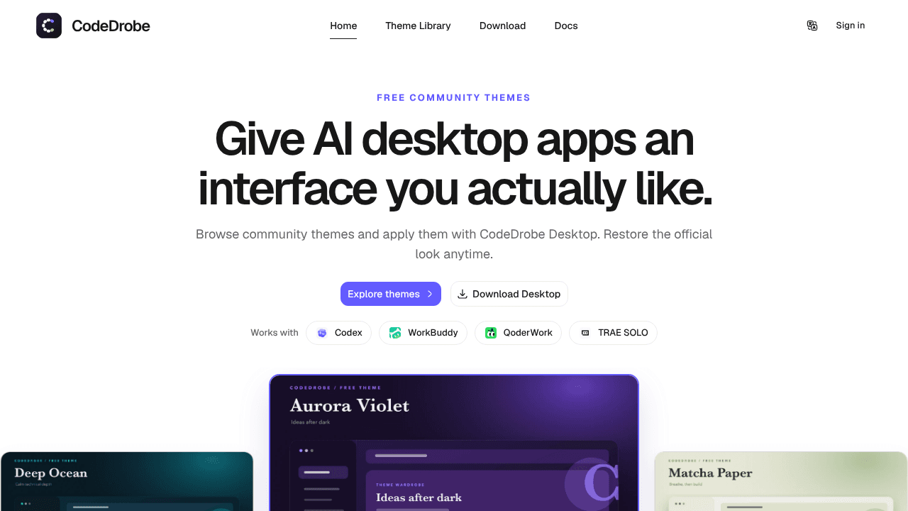 CodeDrobe website screenshot