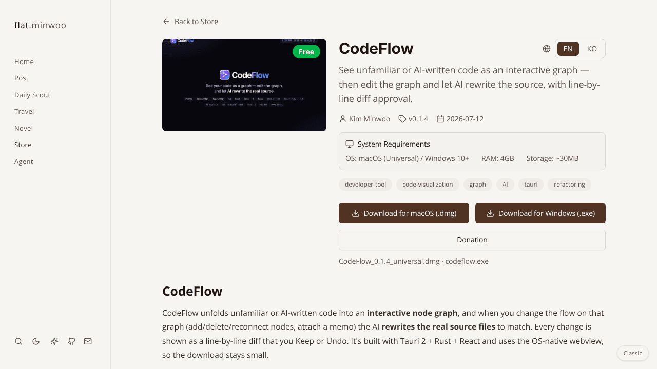 Codeflow website screenshot