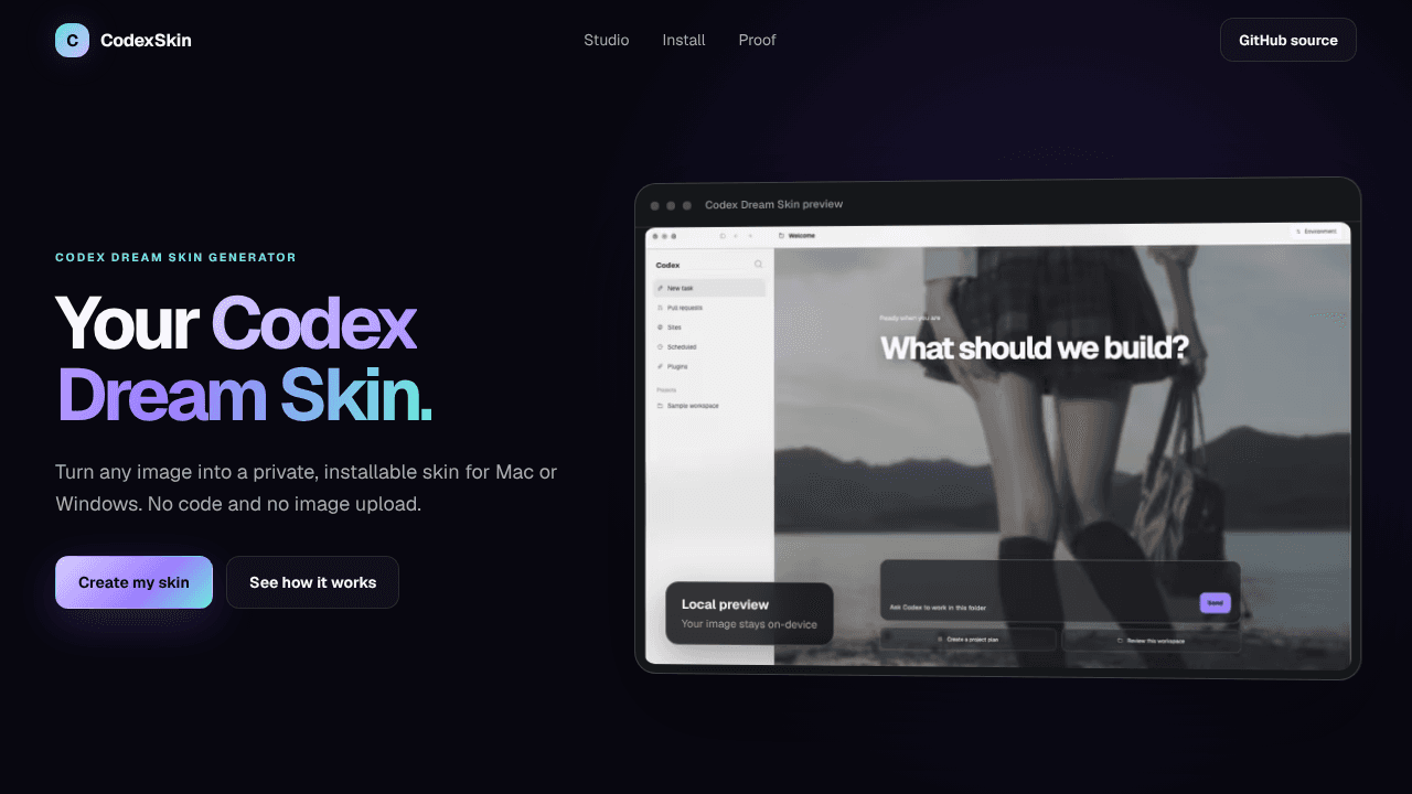 CodexSkin website screenshot