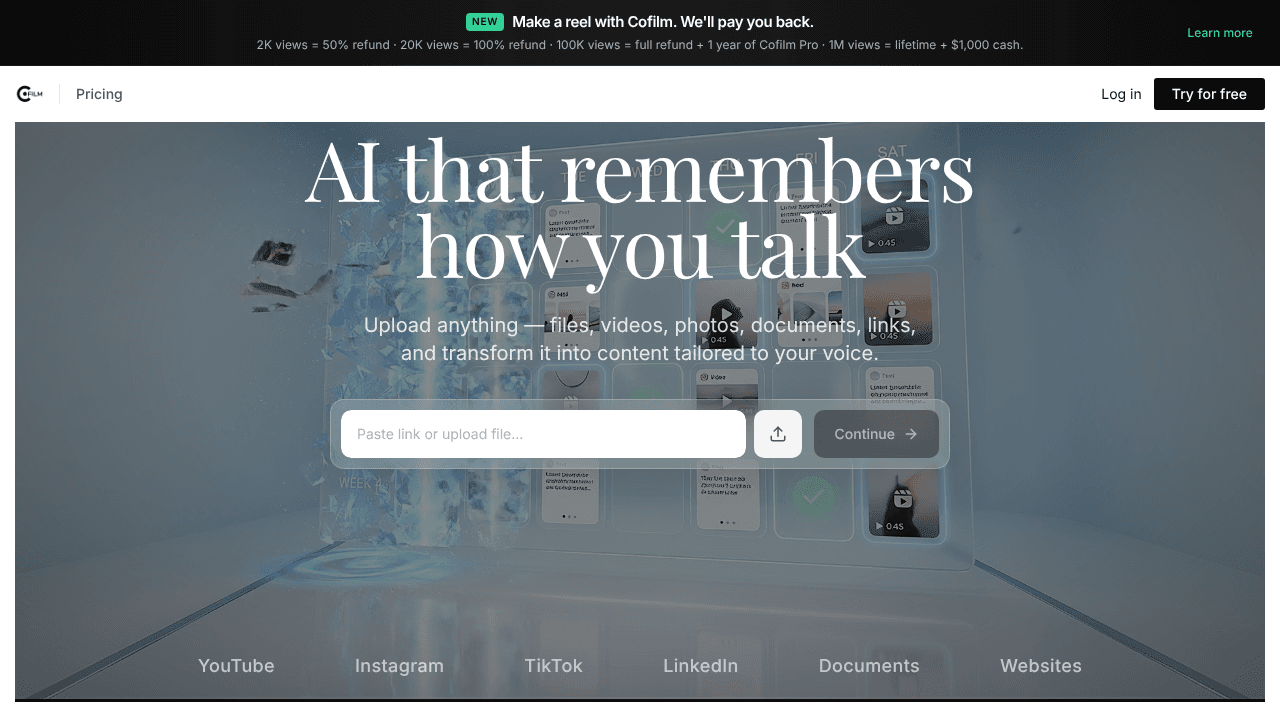 Cofilm AI website screenshot