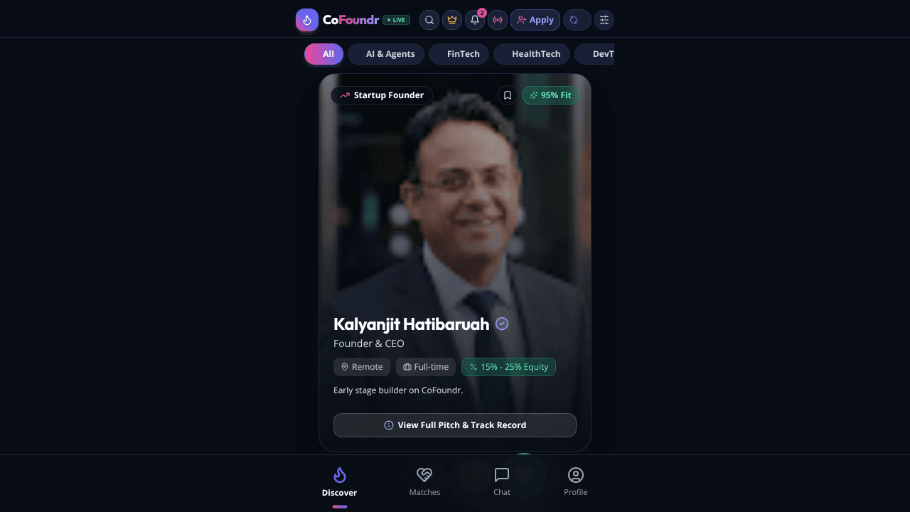 CoFoundr : Find a Cofoundr website screenshot