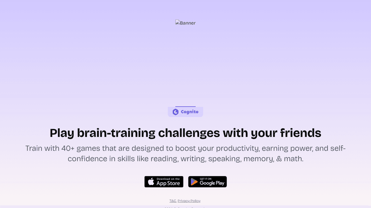 Cognito App website screenshot