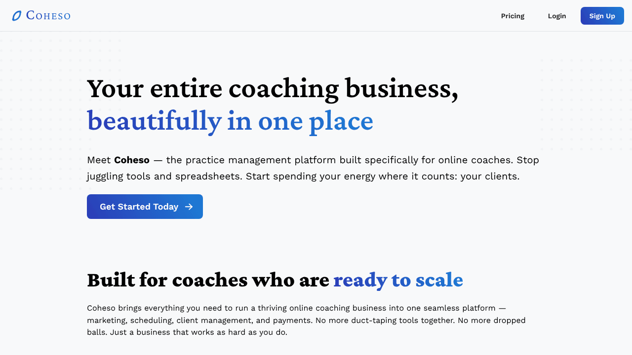 Coheso website screenshot