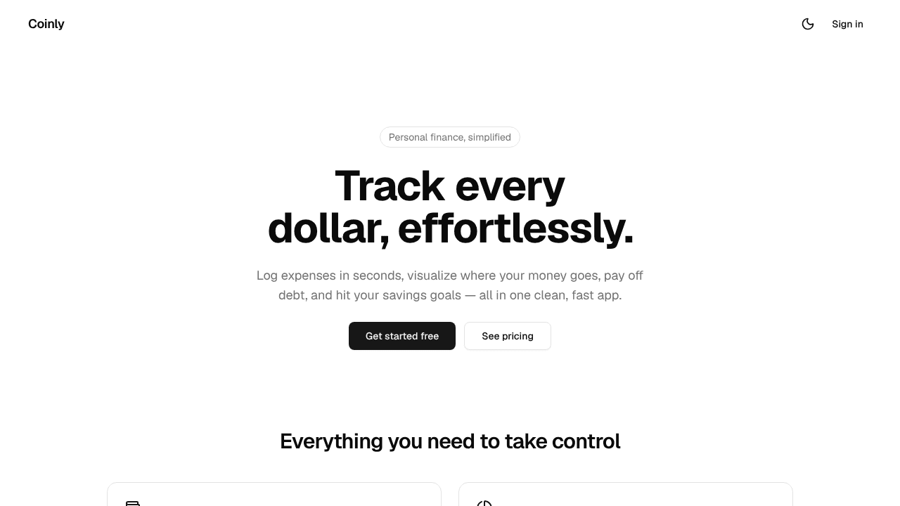 Coinly website screenshot