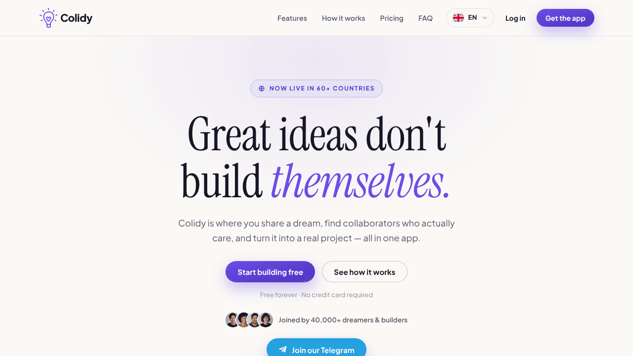 Colidy website screenshot