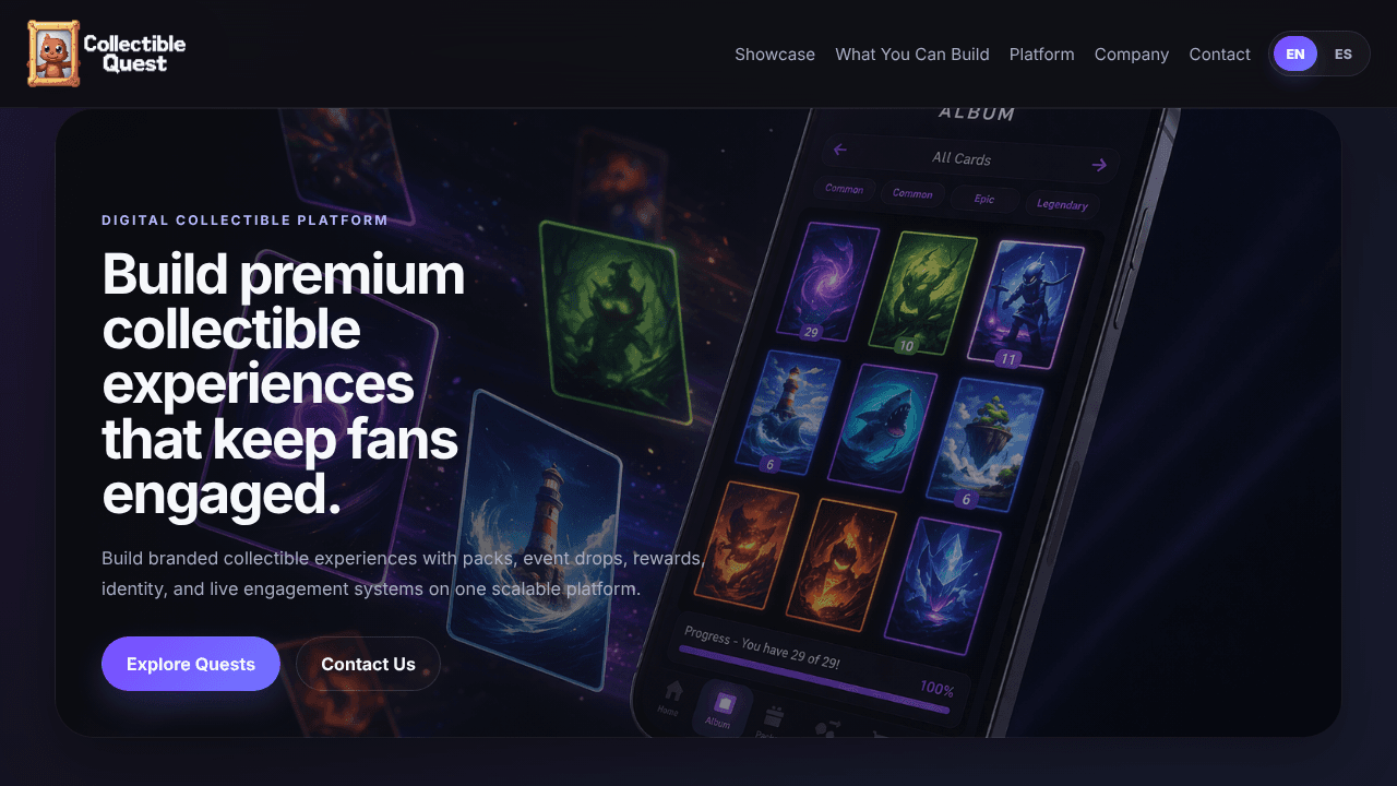 Collectible Quest website screenshot