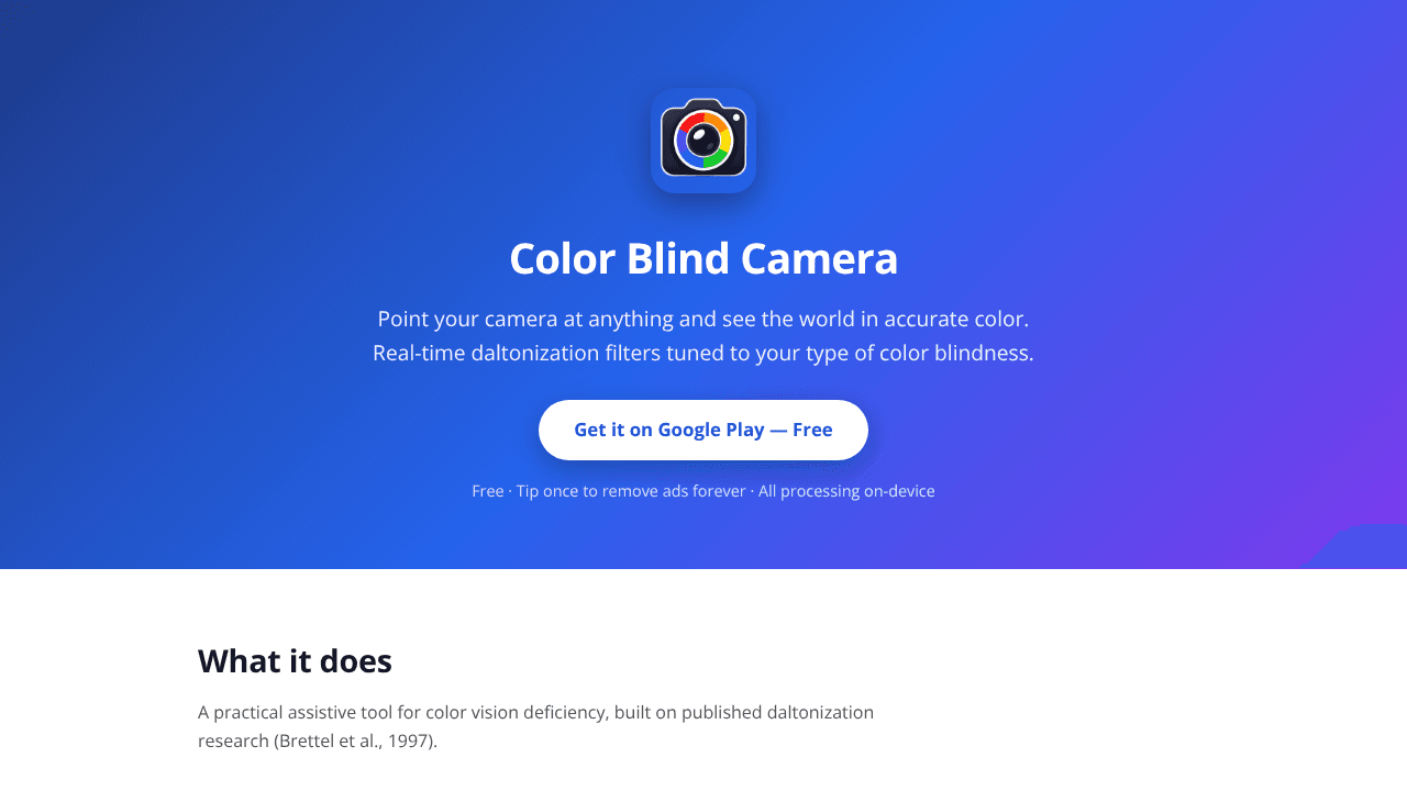 Color Blind Camera website screenshot