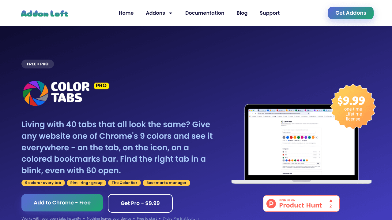 Color Tabs website screenshot