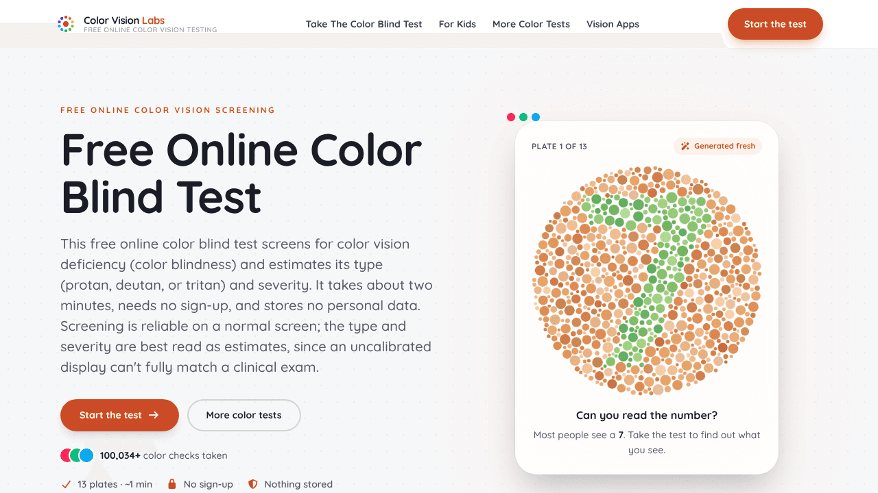 Color Vision Labs website screenshot
