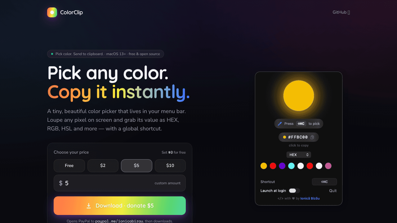ColorClip website screenshot