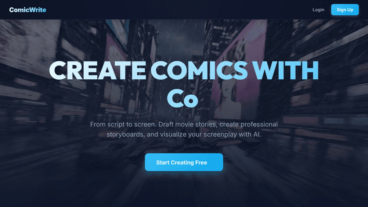 ComicWrite website screenshot