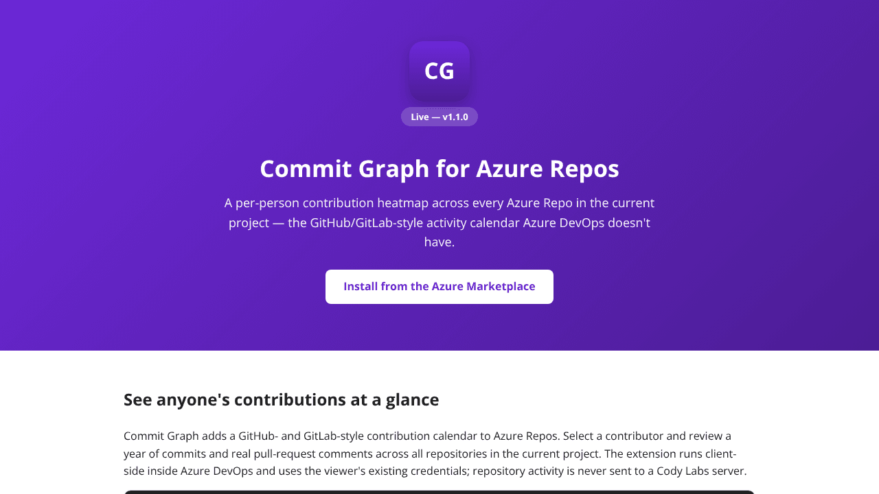 Commit Graph for Azure Repos website screenshot