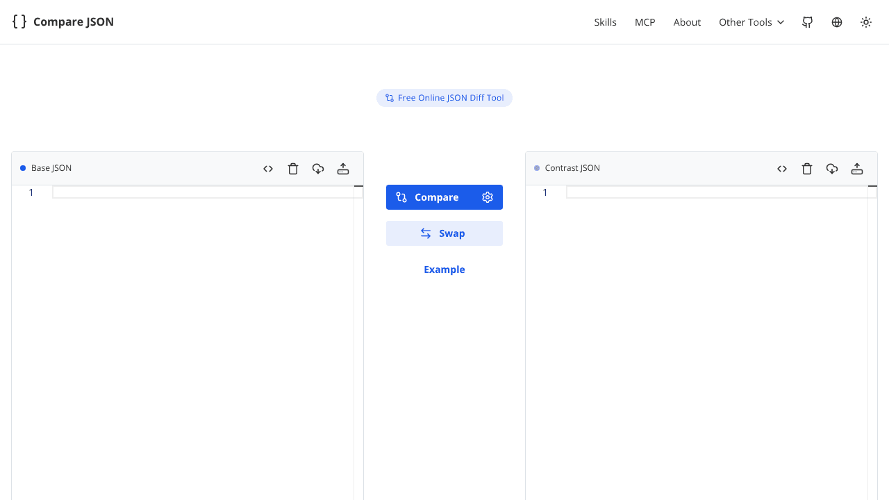 Compare JSON website screenshot