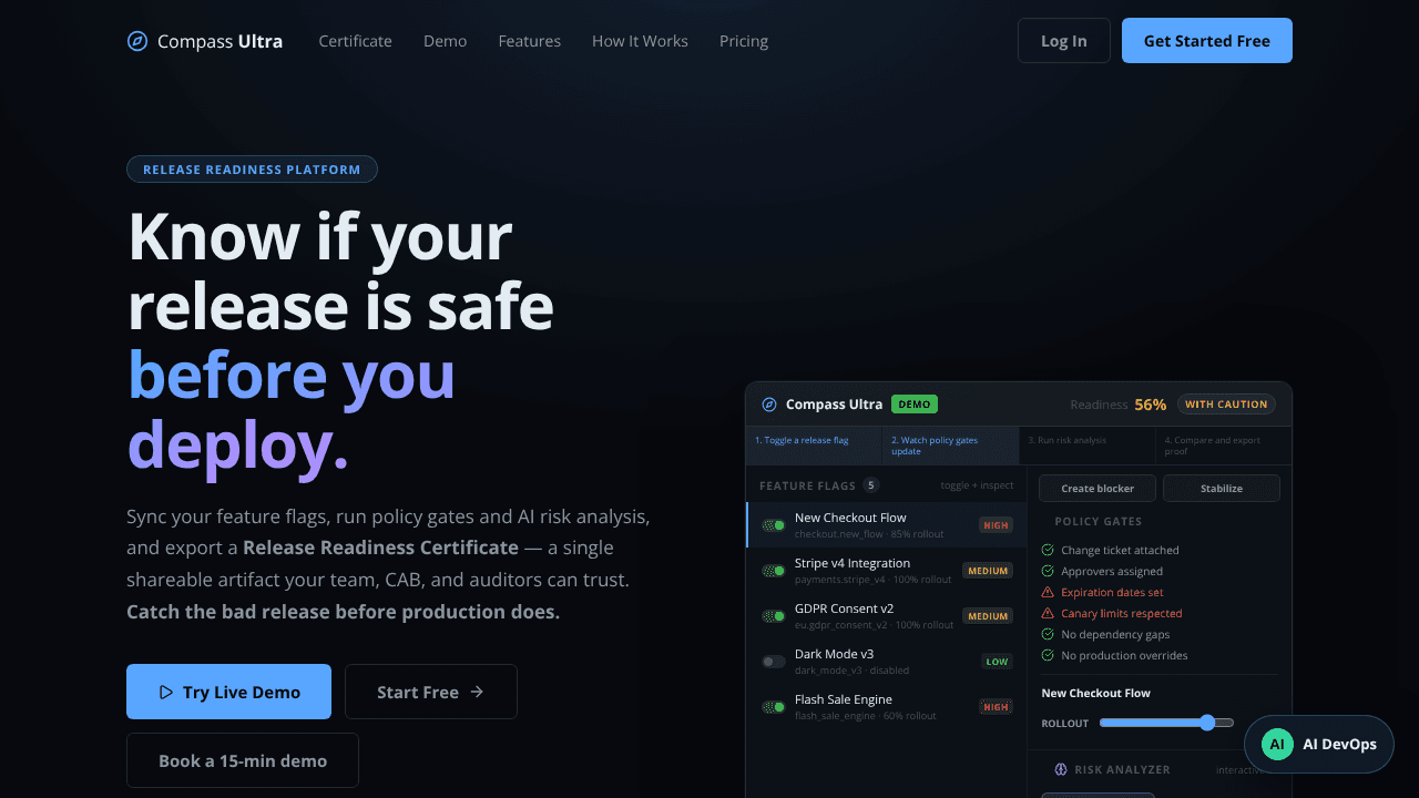 Compass Ultra website screenshot
