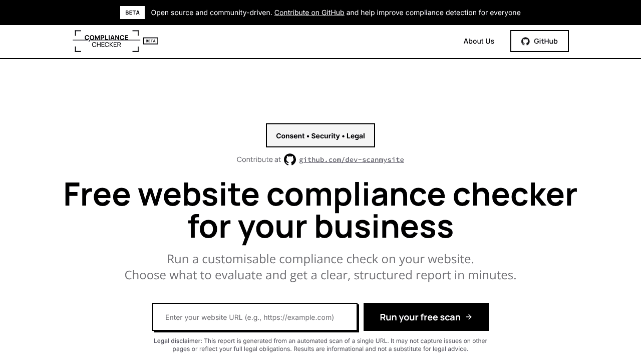 Compliance Checker website screenshot