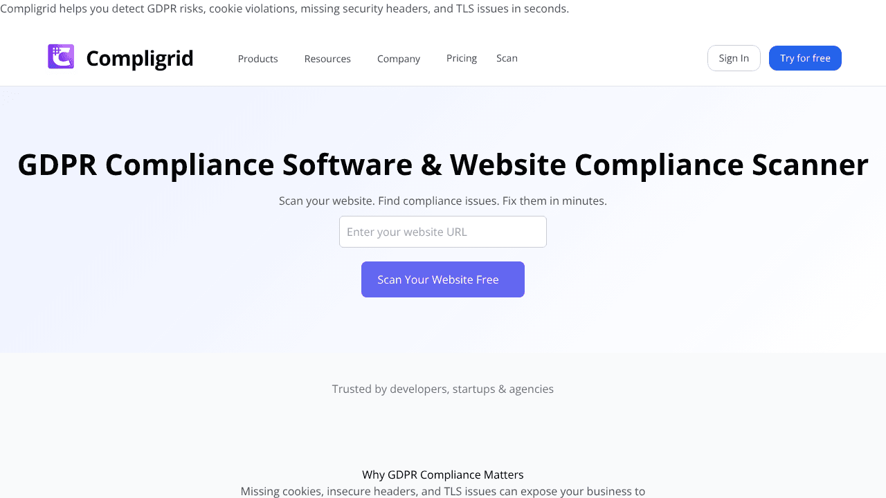 Compligrid website screenshot