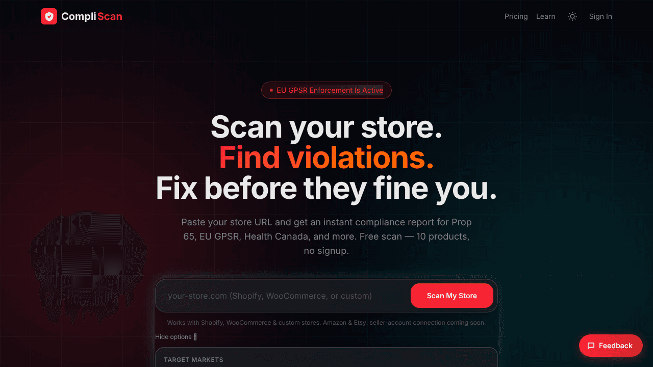 CompliScan website screenshot